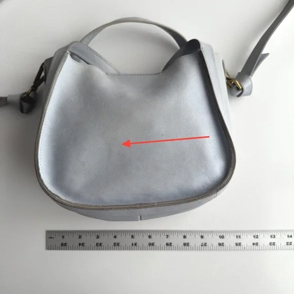 Madewell Sydney Powder Blue Leather Two Strap Crossbody Bag Purse